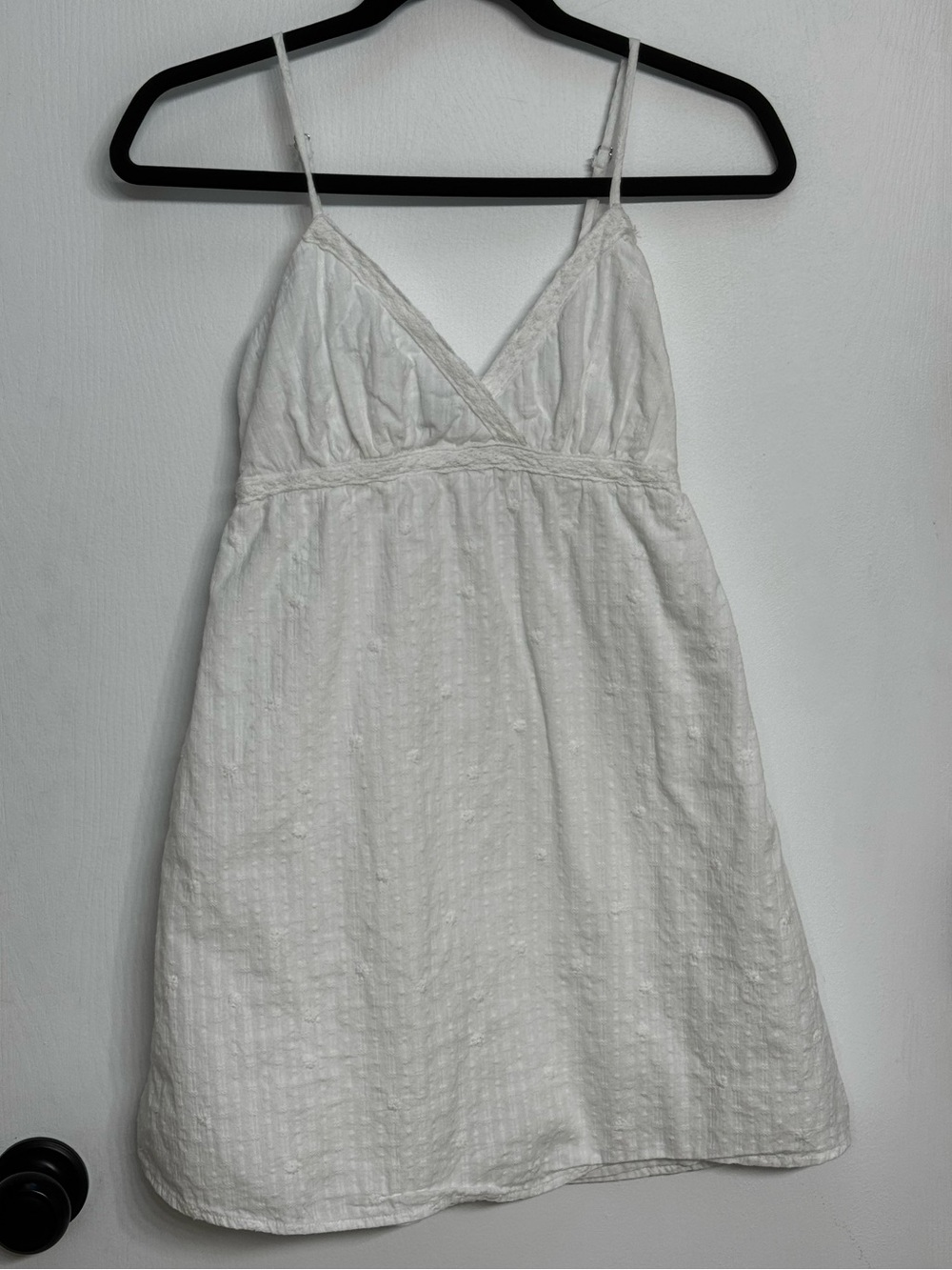 wild fable White Textured Spaghetti-Strap Mini Dress with V-Neck